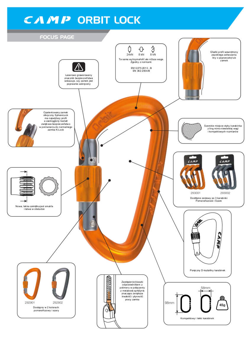 Karabinek wspinaczkowy zakręcany Camp Orbit Lock 3/5