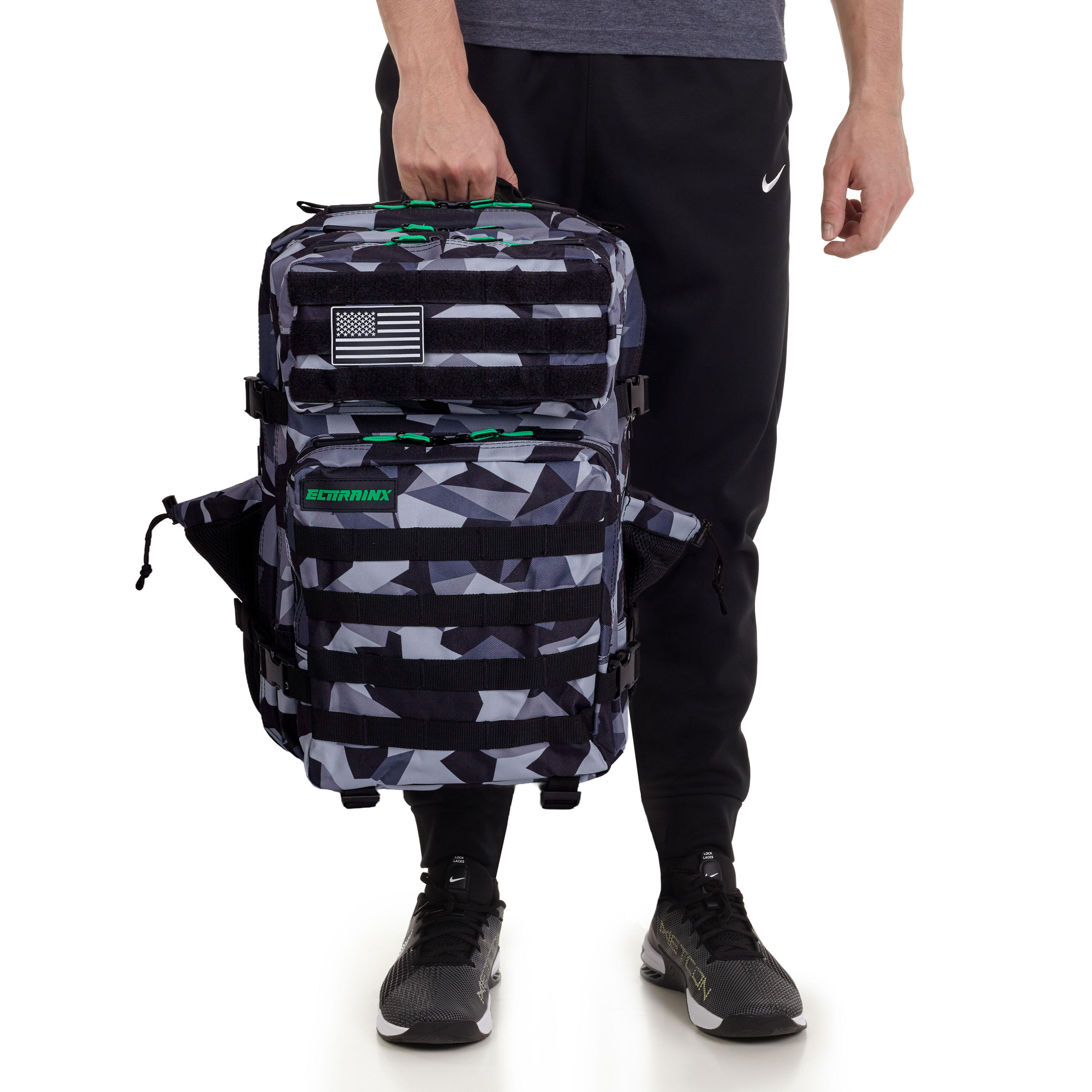 Mochila Tactica Militar ELITRAINX V1 Negro 45L para Deporte y Viajes Decathlon
