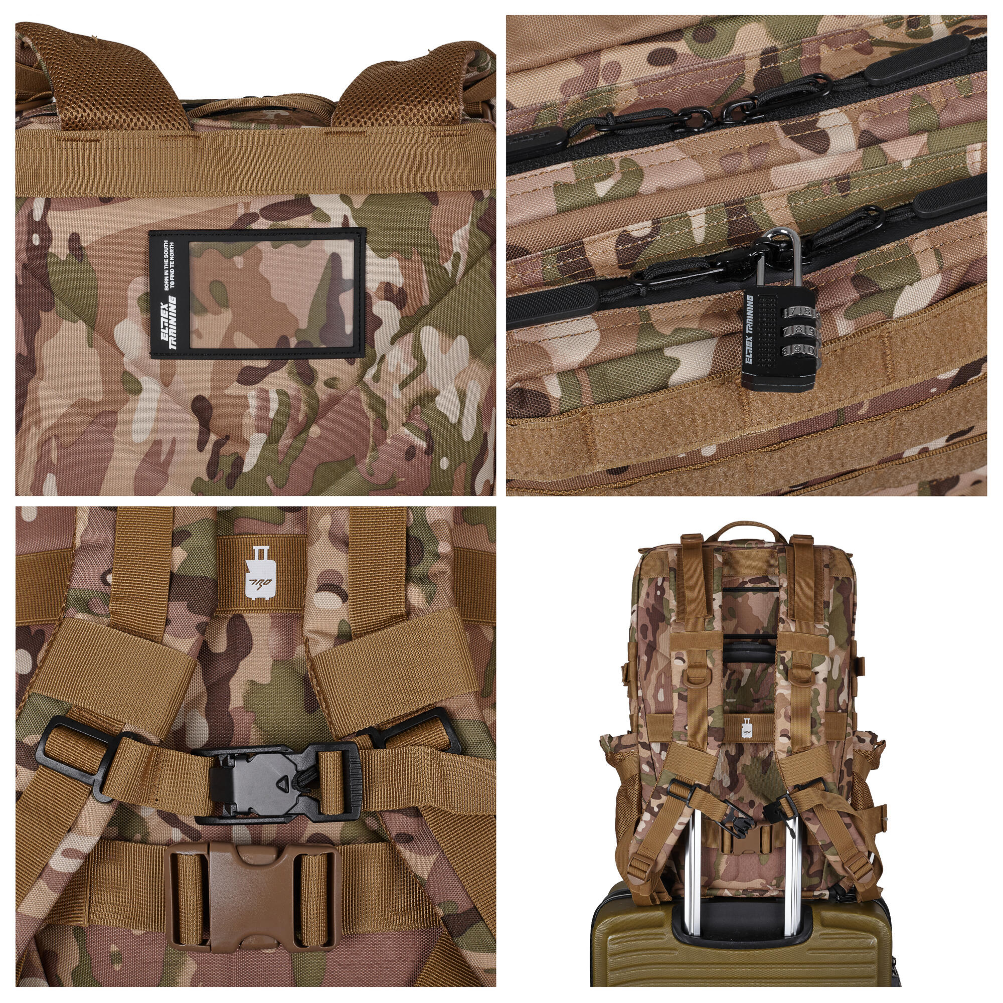 Mochila Elitex V1 Camuflagem 45L Cabine Treino Impermeável 3/7