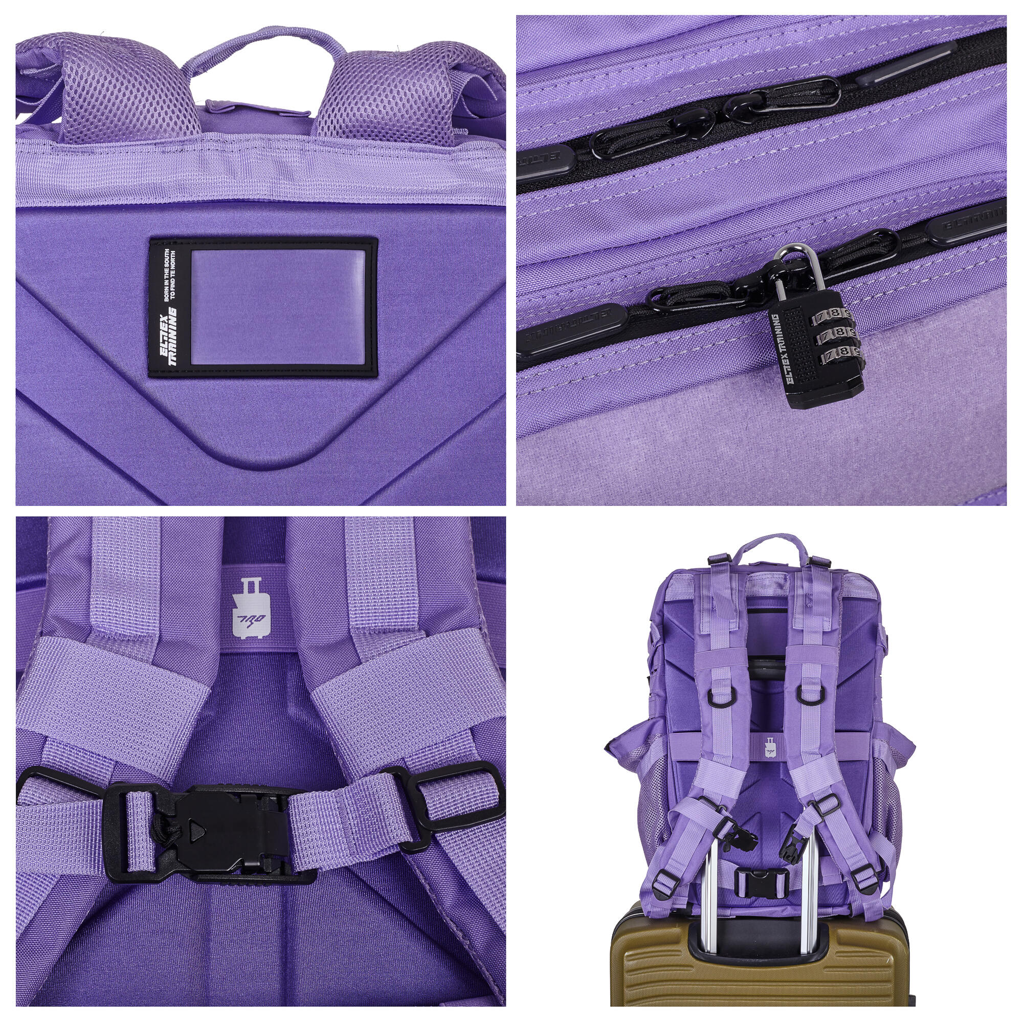 Mochila Elitex V2 Lavanda 45L Cabine Treino Impermeável 3/8