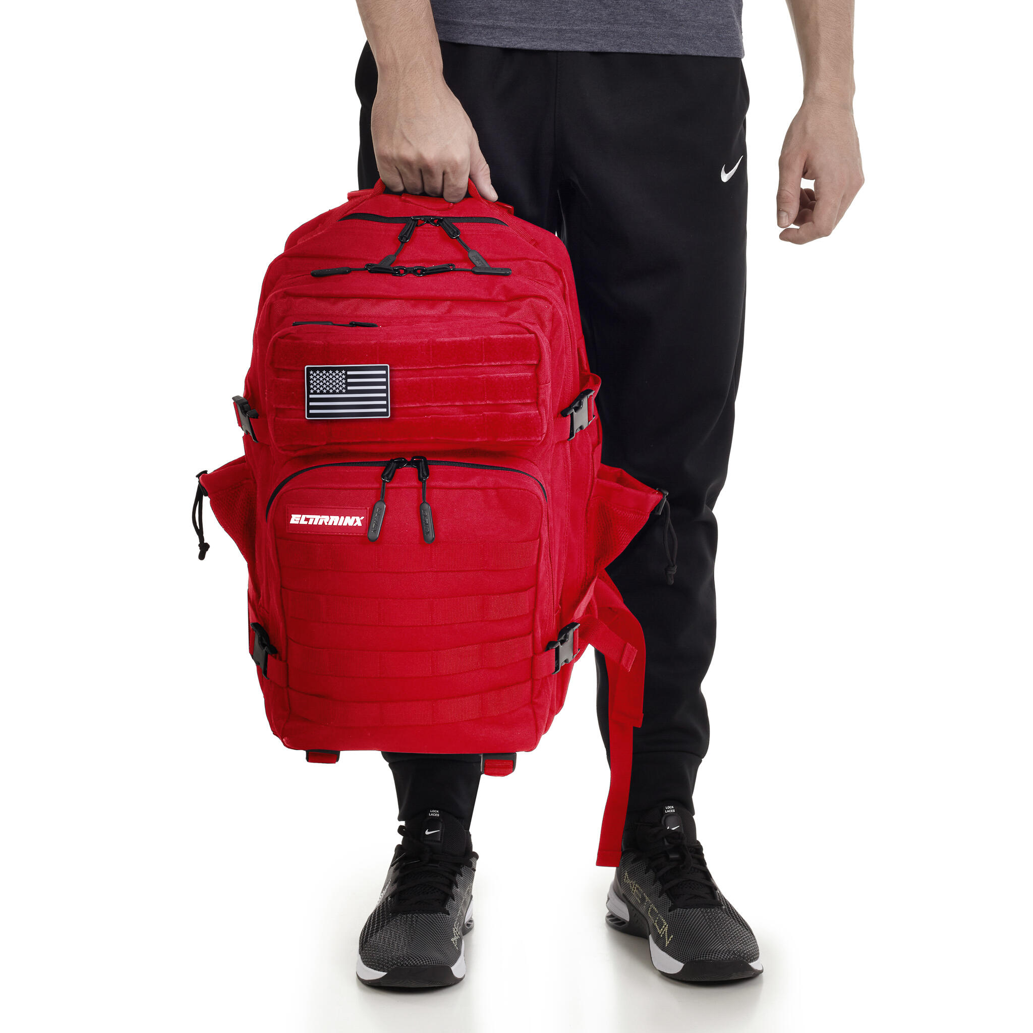 Mochila Elitex V1 Rojo 45L Cabina Entrenamiento Repelente Agua 7/7