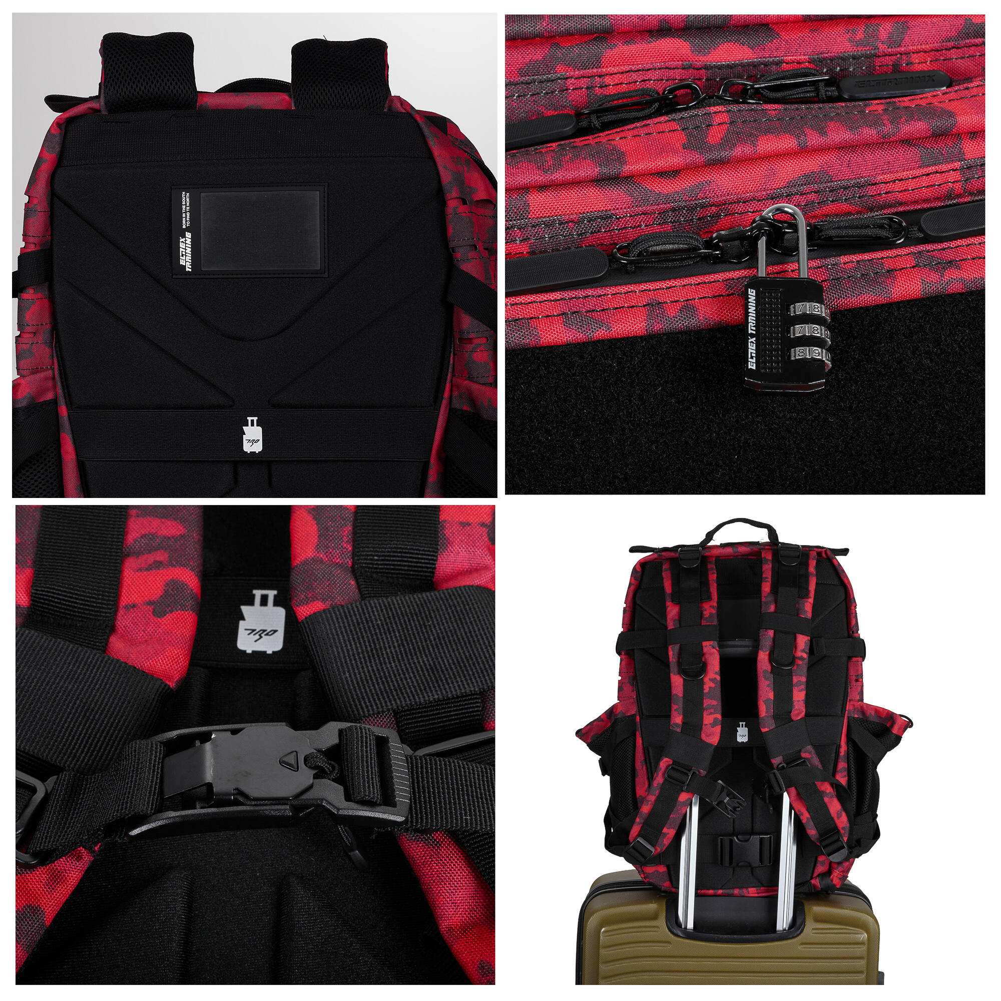 Mochila Elitex V2 Camuflagem Vermelha 45L Cabine Treino Impermeável 2/7