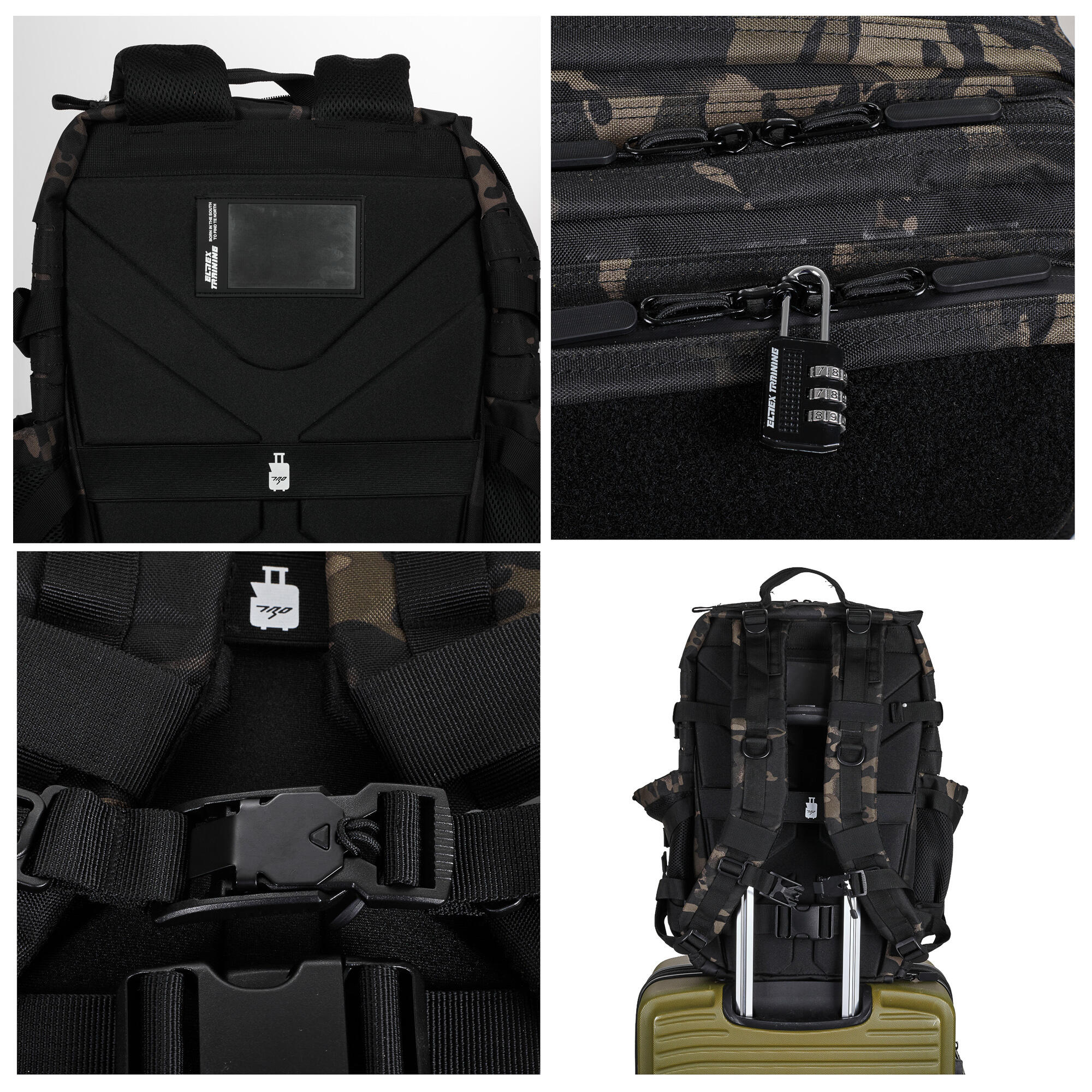 Zaino Elitex V2 Camouflage Nero 45L Cabina Allenamento Impermeabile 2/8