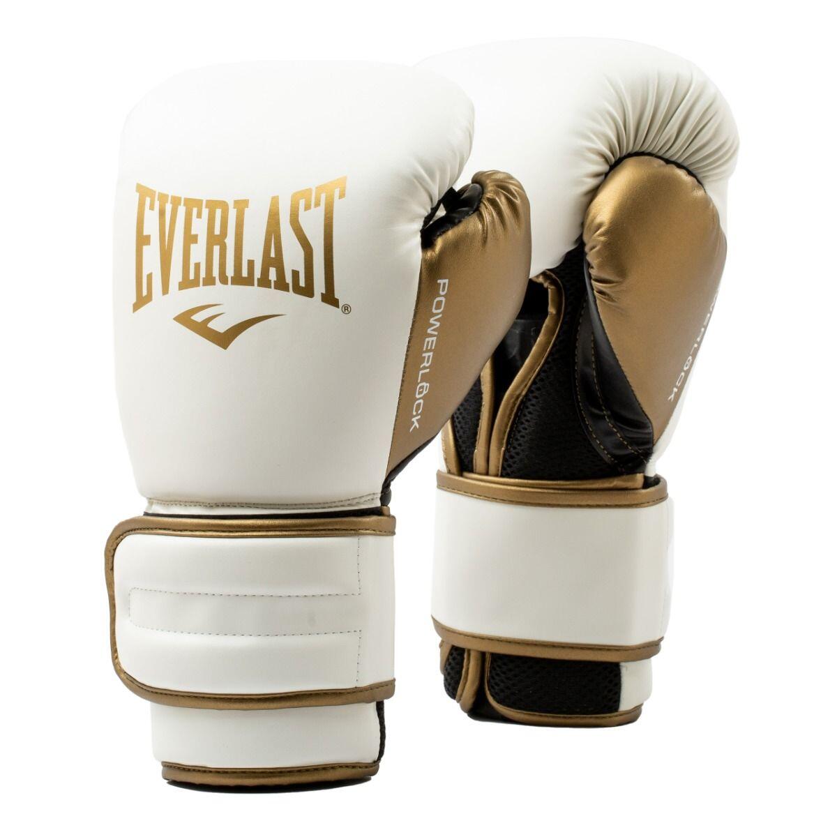 Everlast Powerlock 2R Luvas de Boxe | Branco/Dourado | 14-OZ