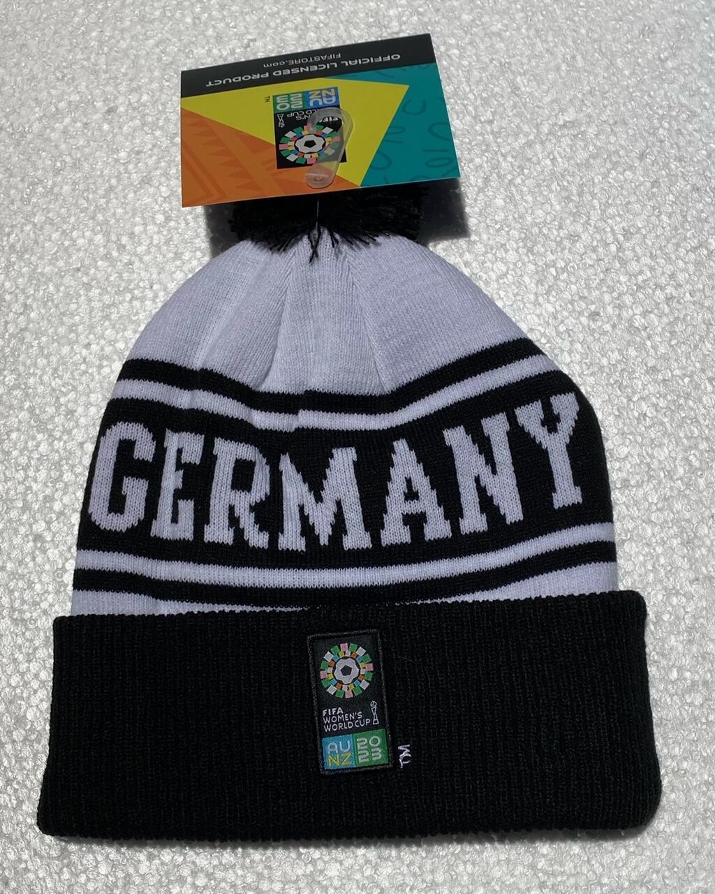 Germany Soccer Adults Cuff Pom Pom Beanie