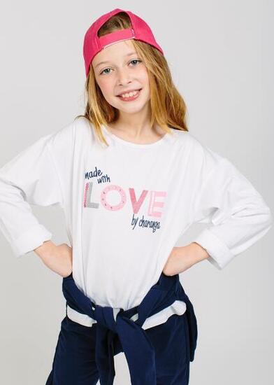 Camiseta manga larga de niña blanco