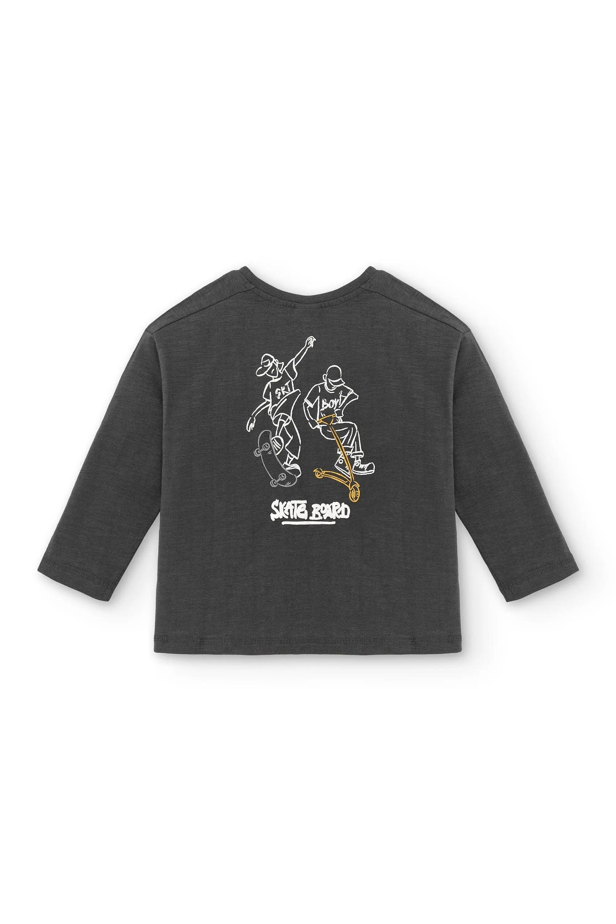 Camiseta de manga comprida para meninos na cor antracite estilo 5/5