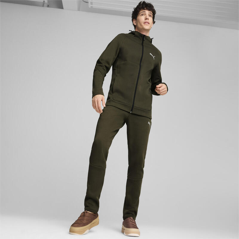 Pánská mikina s kapucí EVOTRIPE na zip PUMA Dark Olive Green