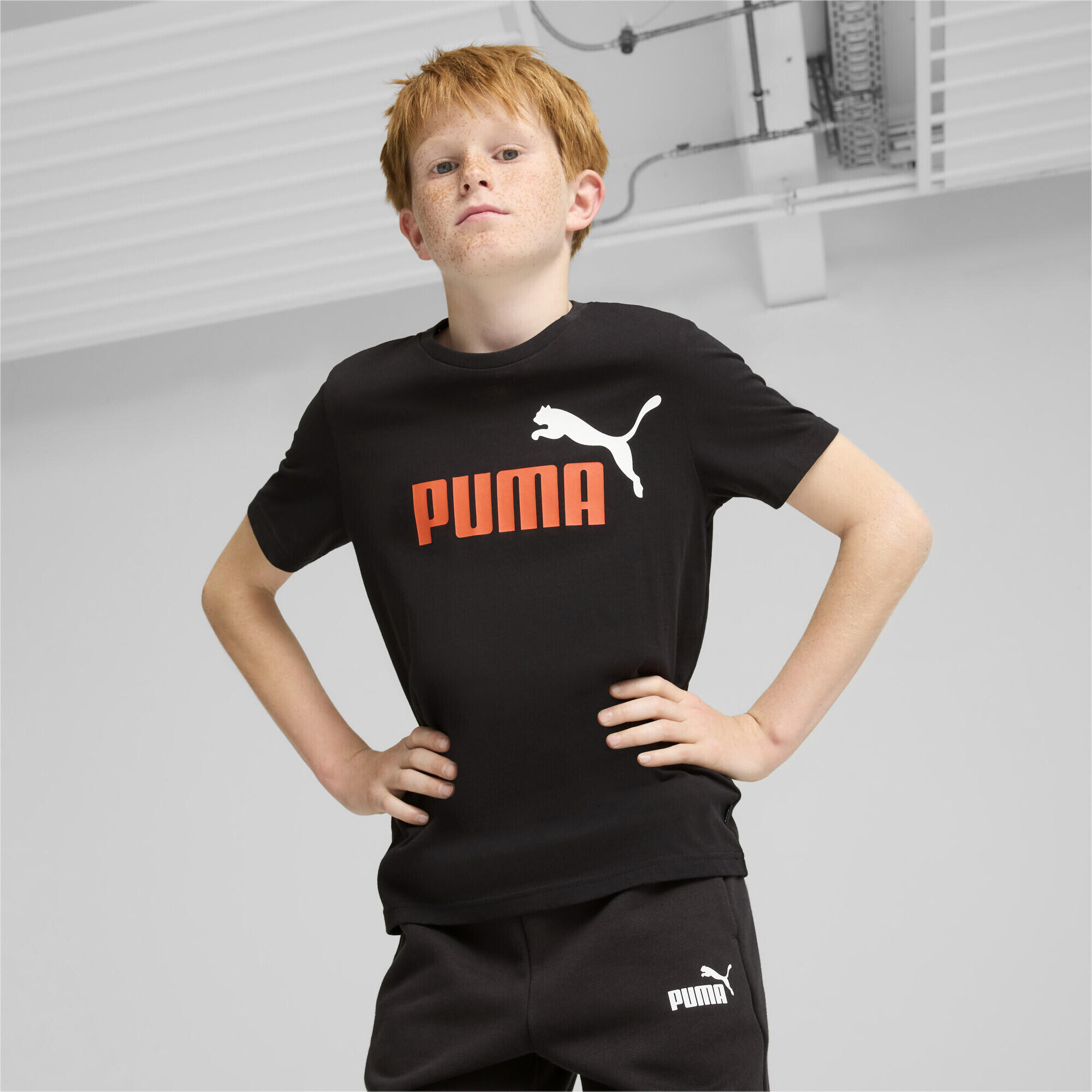 Camiseta Essentials+ Logo bicolor Niño PUMA Redmazing White Red 3/6