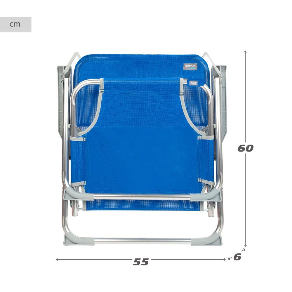Aktive Pack 2 chaises de plage pliantes bleues avec dossier fixe 5/7