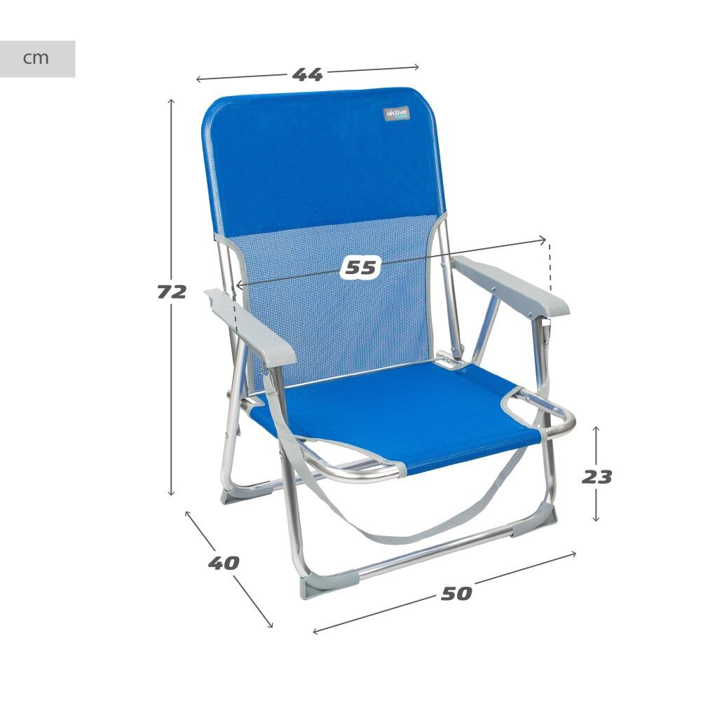 Aktive Pack 2 chaises de plage pliantes bleues avec dossier fixe 4/7