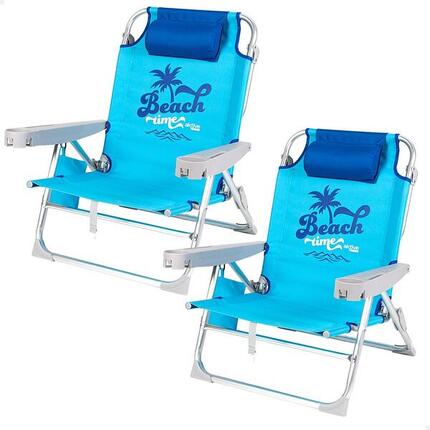 Aktive Lot de 2 chaises de plage basses pliantes bleues