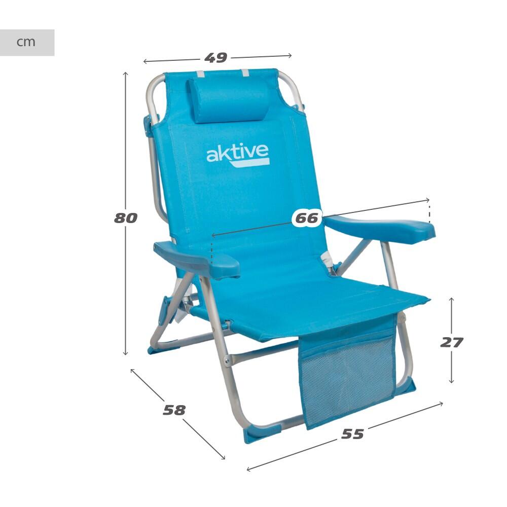 Aktive Confezione da 2 sedie da spiaggia pieghevoli e multiposizione celeste 4/7