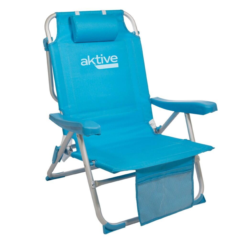 Aktive Confezione da 2 sedie da spiaggia pieghevoli e multiposizione celeste 2/7