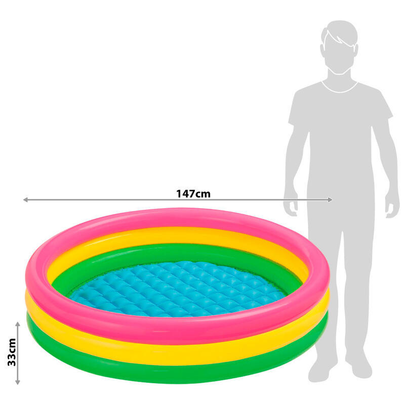 Piscina gonflabila copii Intex Rainbow Design, 3 inele, 275 litri, 147 x 33 cm