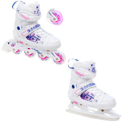 Patines ajustables 2en1 Meia Blanco/Azul/Rosa