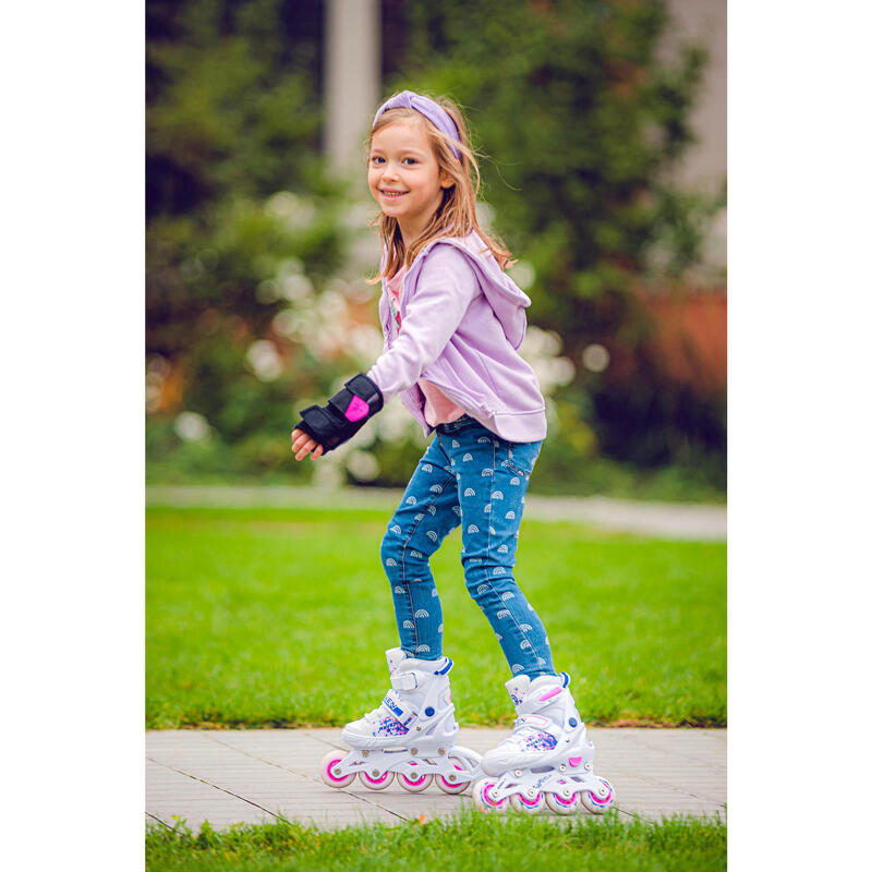 Patines ajustables 2en1 Meia Blanco/Azul/Rosa