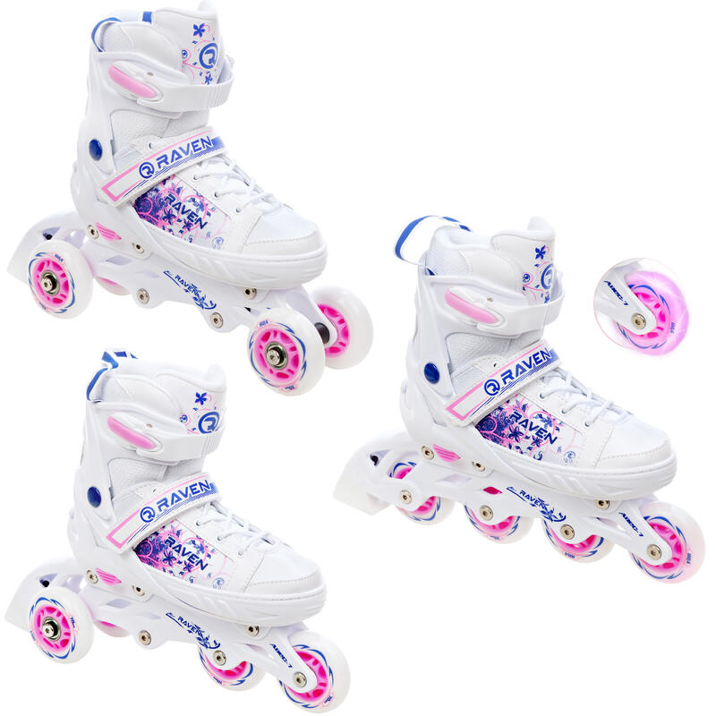 Patines ajustables 3en1 Meia Blanco/Azul/Rosa