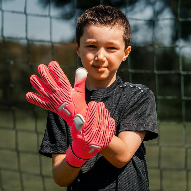 Gants de Gardien de But Enfant Rebel 2.0 Fluo Pink Junior avec Barrettes