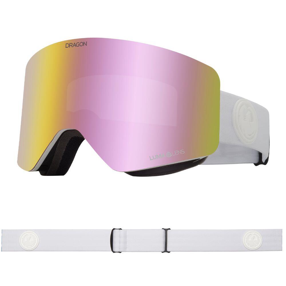 DRAGON R1 OTG Unisex Snow Goggles - Whiteout/LL Pink Ion & LL Dark Smoke