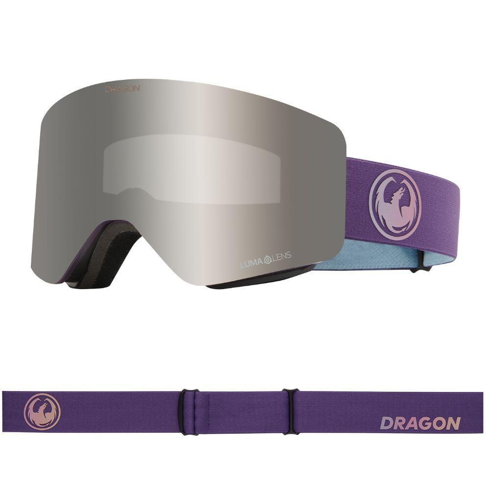 DRAGON R1 OTG Unisex Skibril - Deep Plum/LL Silver Ionized & LL Amber
