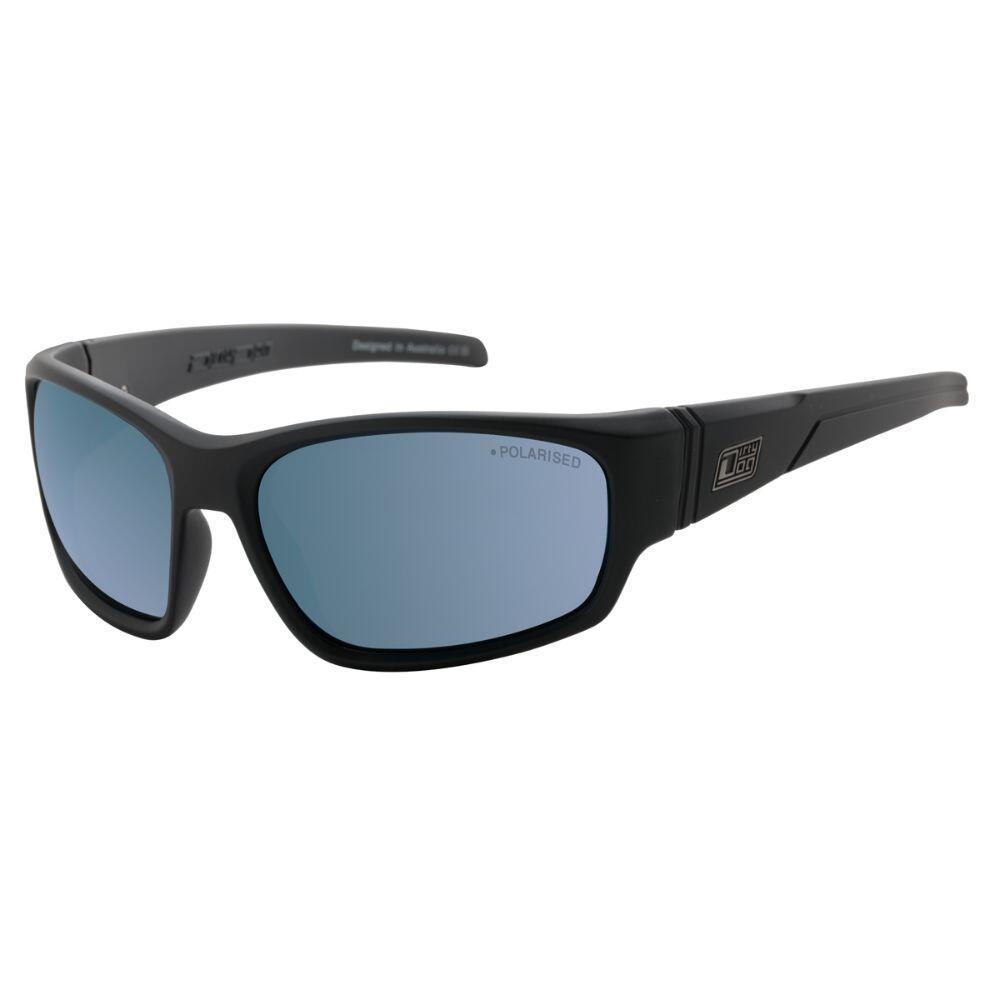 DIRTY DOG SNAPPER Unisex Sunglasses - Satin Black/Polarized Flash Blue Mirror