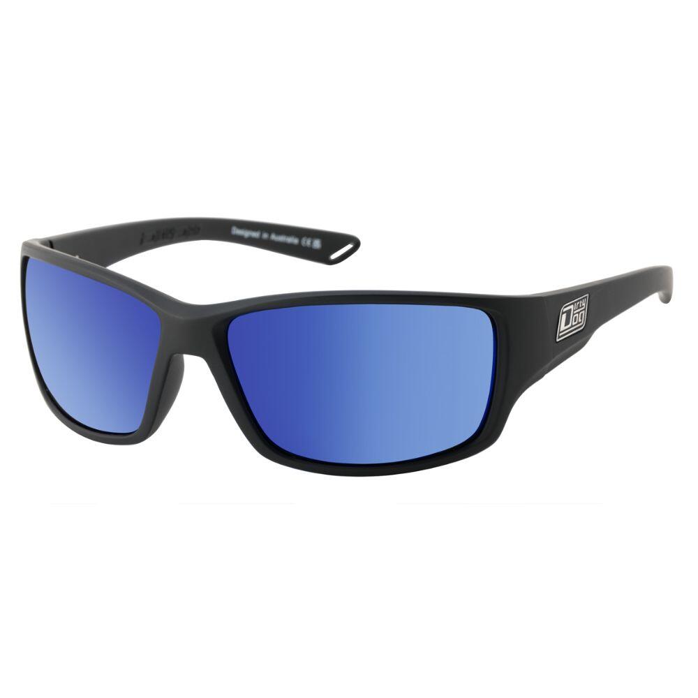 DIRTY DOG VIRTUAL Unisex Sunglasses - Satin Black/Polarized Blue Mirror