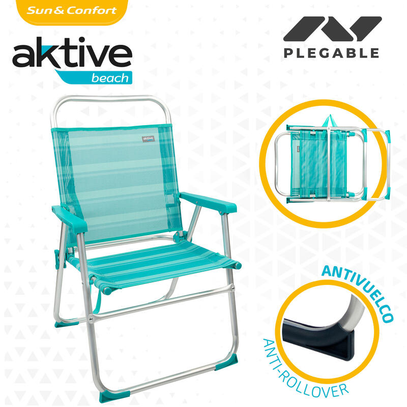 Chaise de Plage Aktive Bleu 50 x 67 x 51 cm (4 Unités)