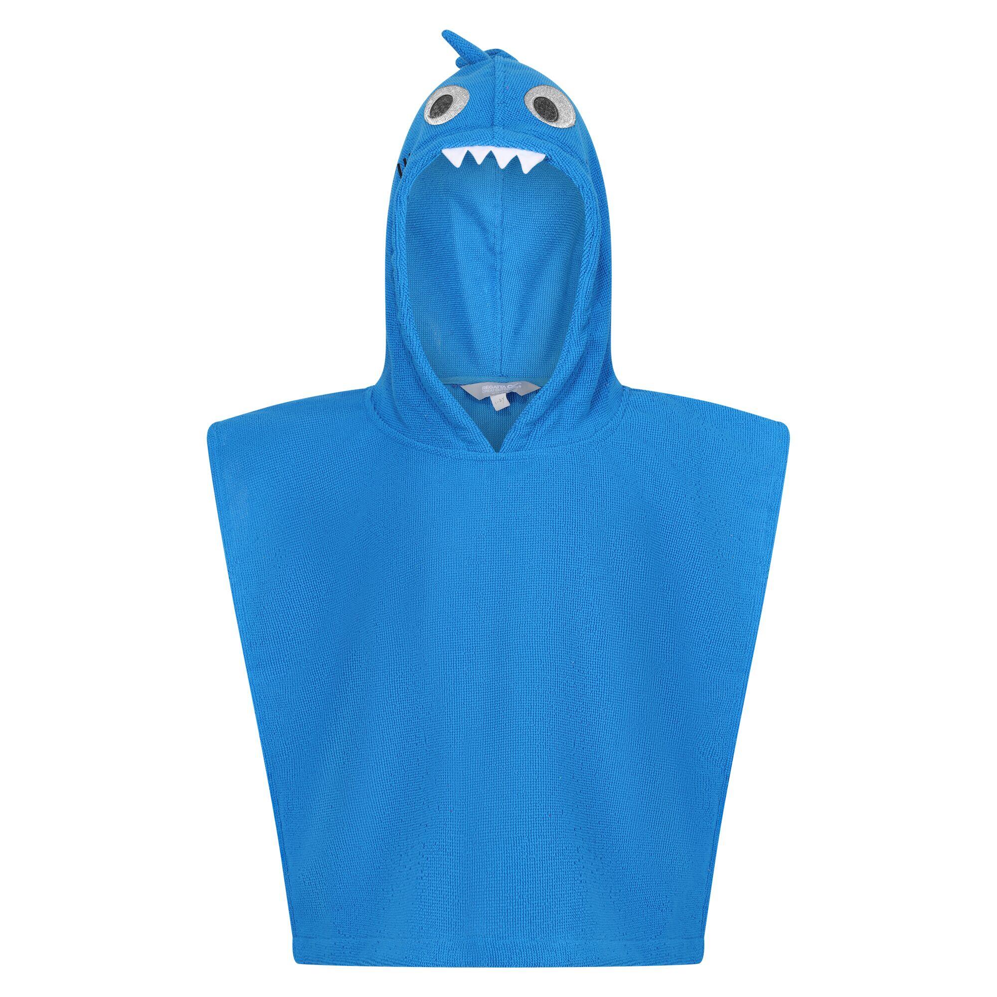 REGATTA Childrens/Kids Bubbles The Shark Hooded Towel (Hawaiian Blue)