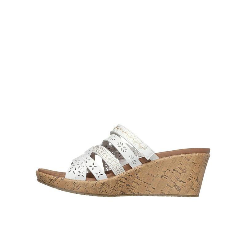 Sandalias Cuña Mujer Skechers 119580_WHT Blancas Acolchadas