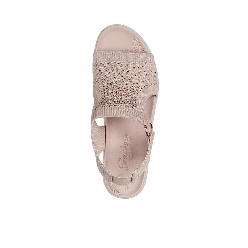 Sandalias Deportivas Mujer Skechers 163435_BLSH Beige con Cuña Acolchadas