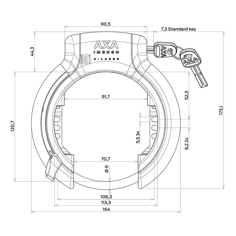 Verrouillage de bague AXA imenso x-large noir (carte)