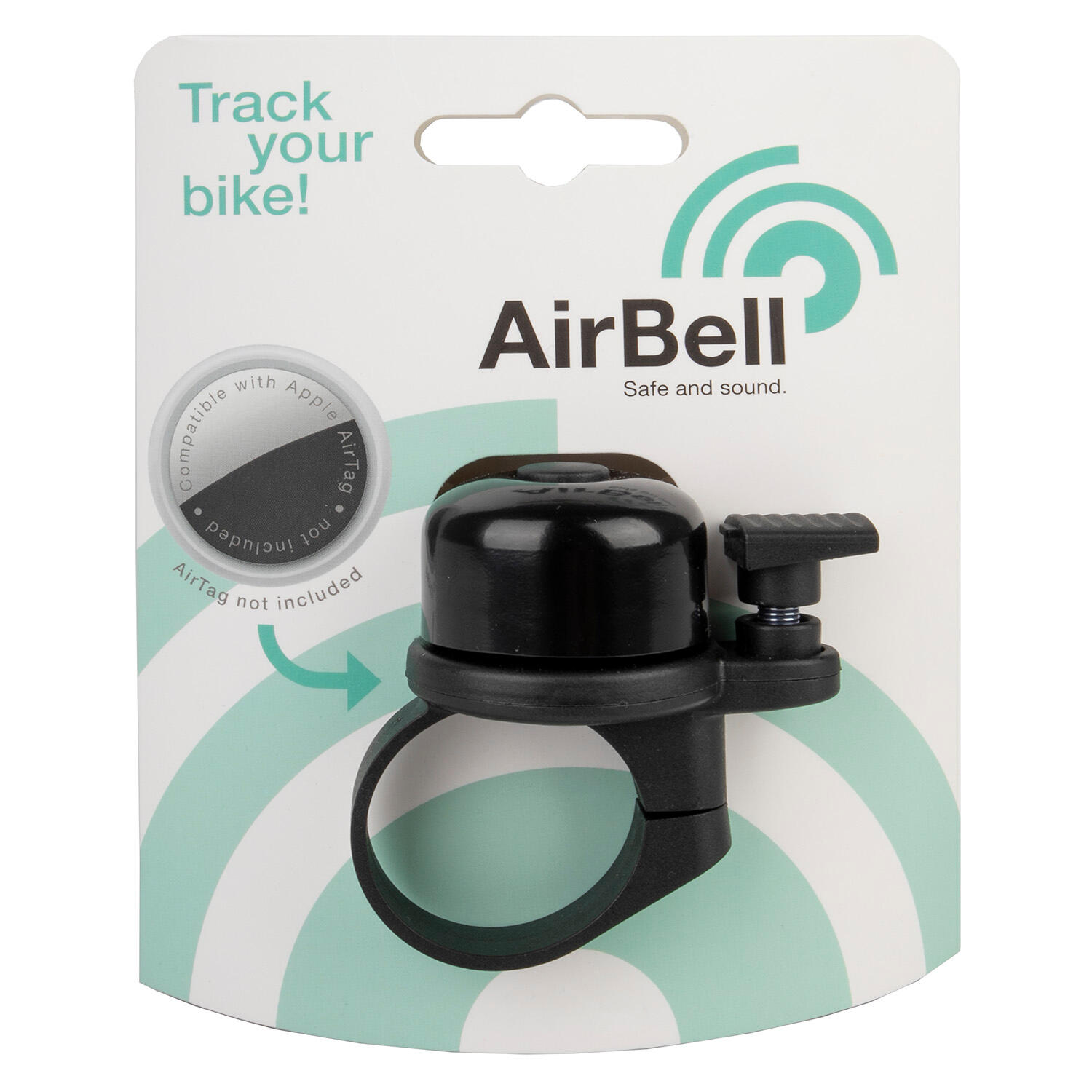 AirBell Fietsbel met Airtag houder Ø31,8 mm zwart 2/4