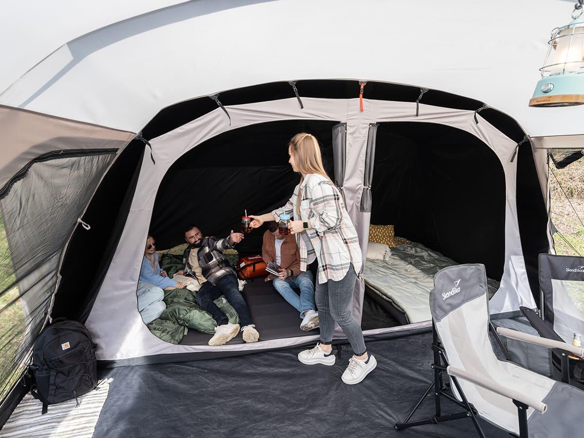 Tente tunnel Nordland 4 Sleeper Protect - Sol cousu - 4 pers - 1x Cabine noire 6/7