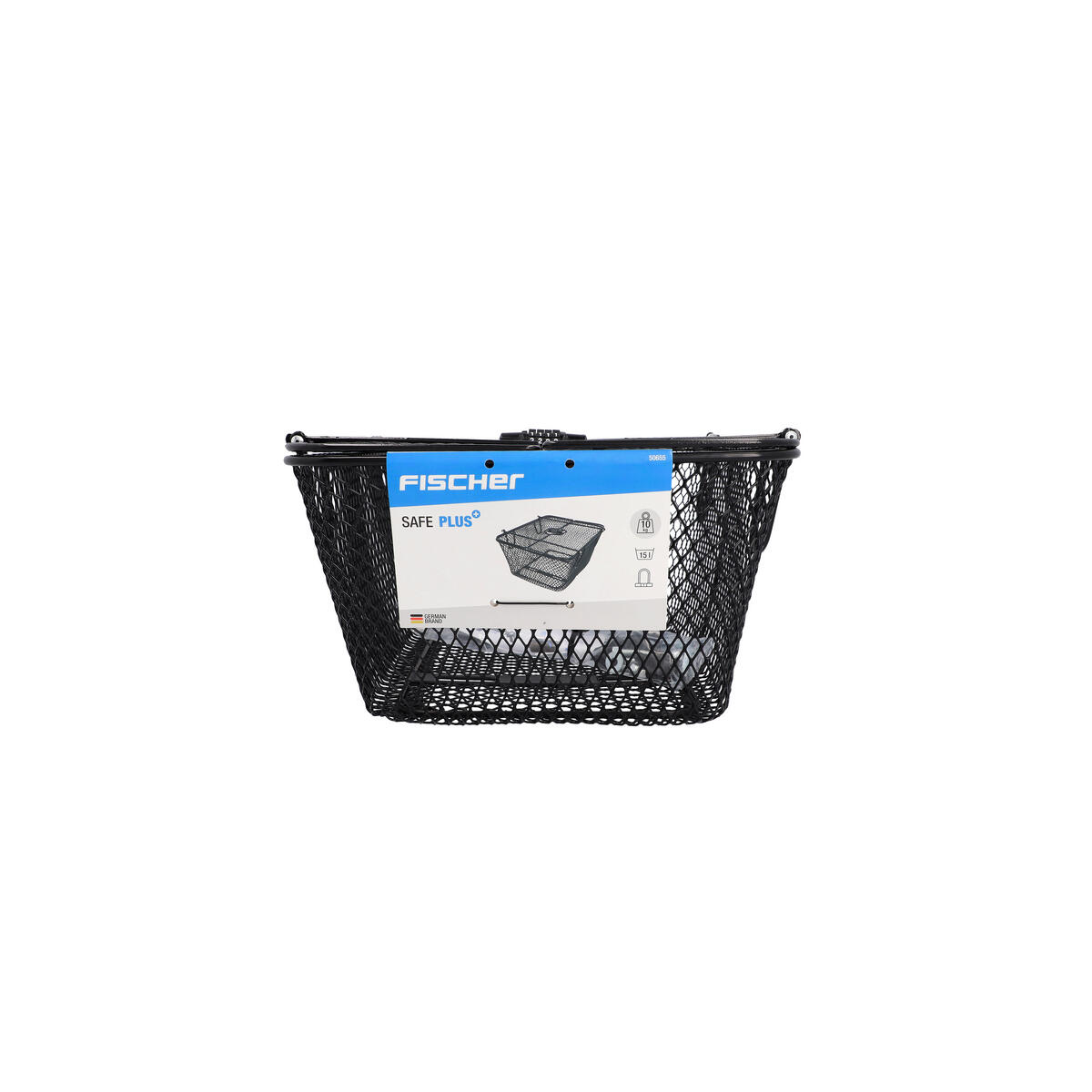 FISCHER Gepäckträgerkorb PLUS Safe -  engmaschig sw 4/5