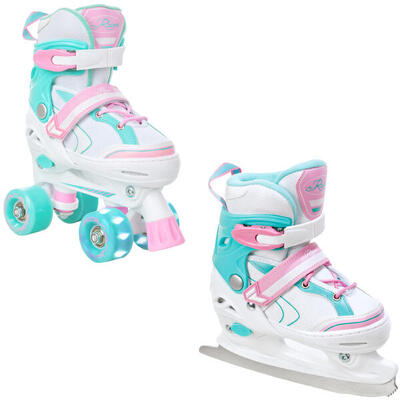 Patines 2en1 Ruedas Ajustables Lia Blanco/Menta/Rosa