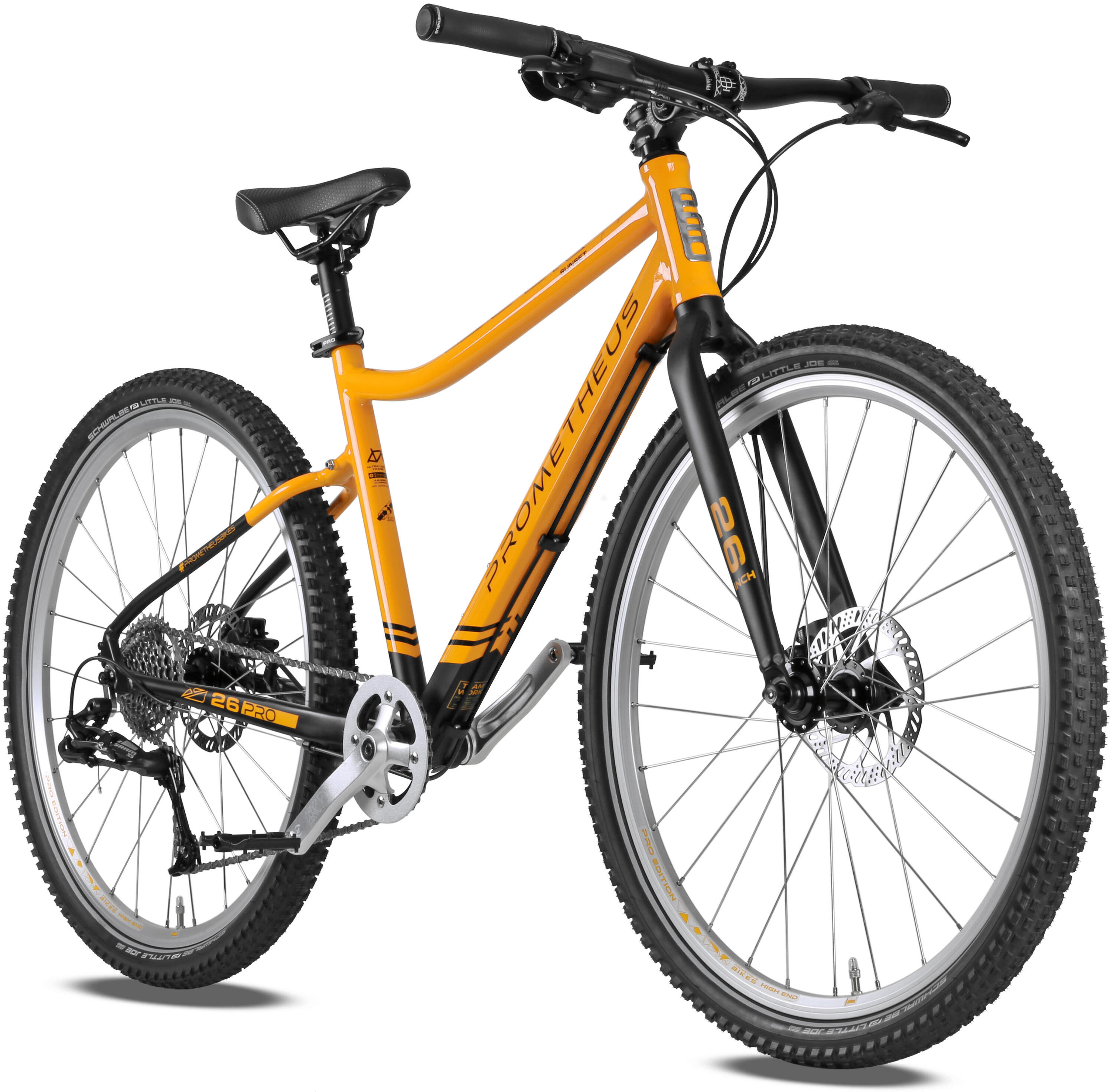 PROMETHEUS BICYCLES Kinderfahrrad 26 Zoll ab 10 Jahre Superleicht 9 Gang SRAM X5 Orange Schwarz