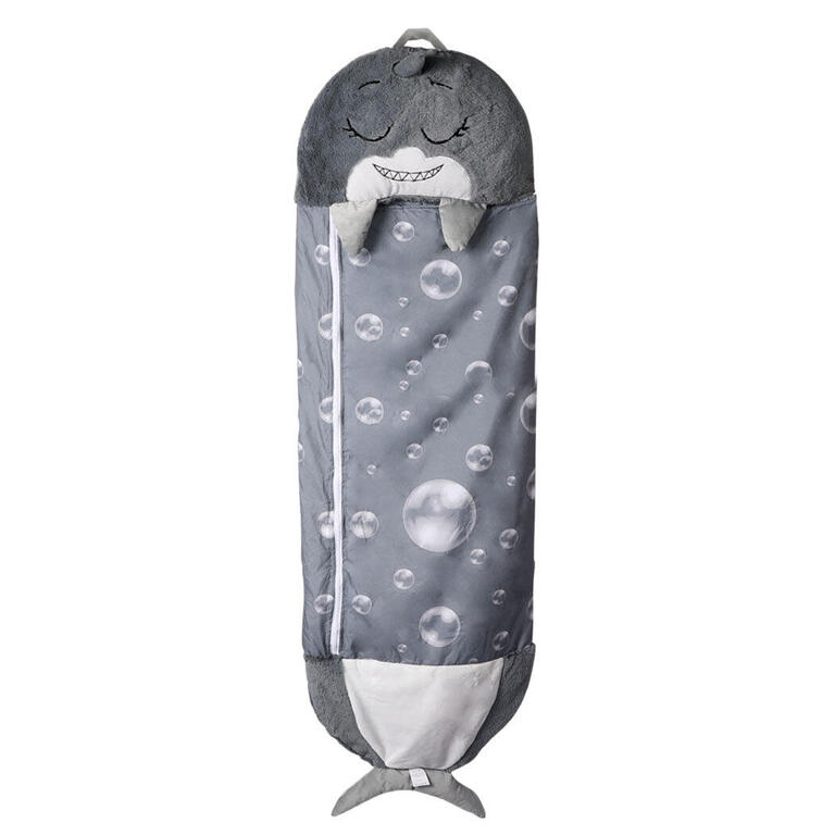 Kids sleeping bag with shark stuffed toy