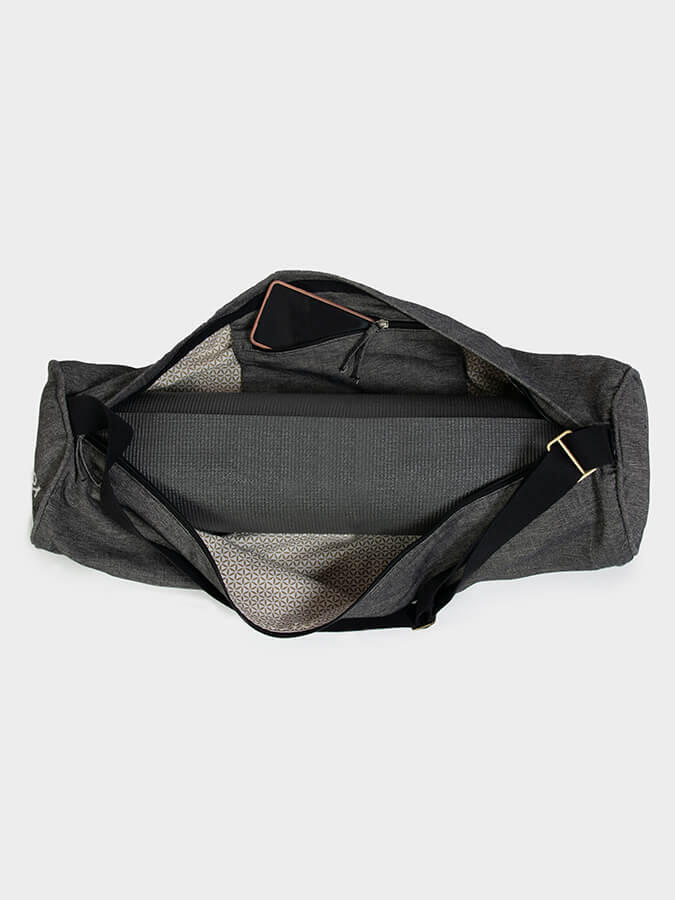 Yoga Studio Organic Cotton Two Toned Yoga Mat Bag - Black 2/4