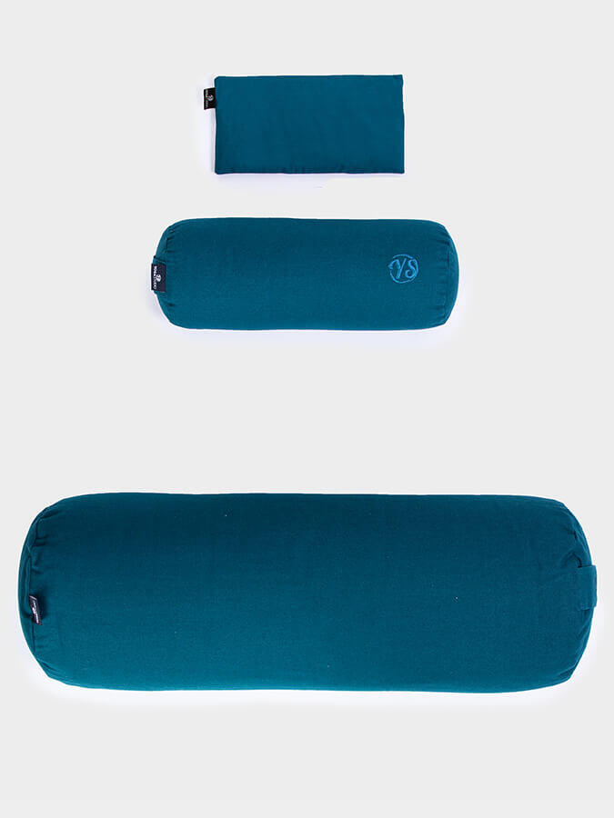 Yoga Studio Organic Meditation Bolster & Eye Pillow Set - Relax - Teal 5/5