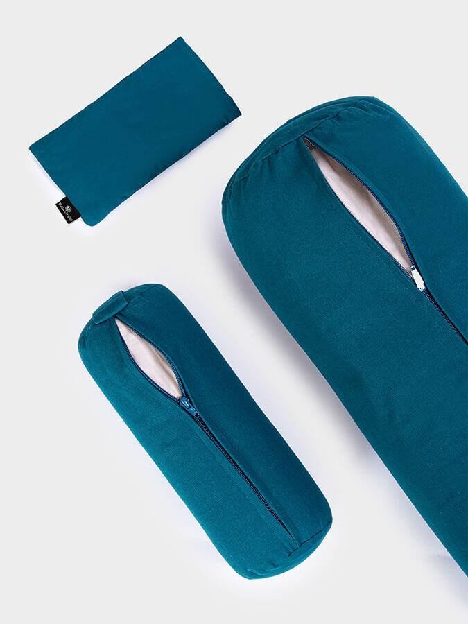 Yoga Studio Organic Meditation Bolster & Eye Pillow Set - Relax - Teal 4/5