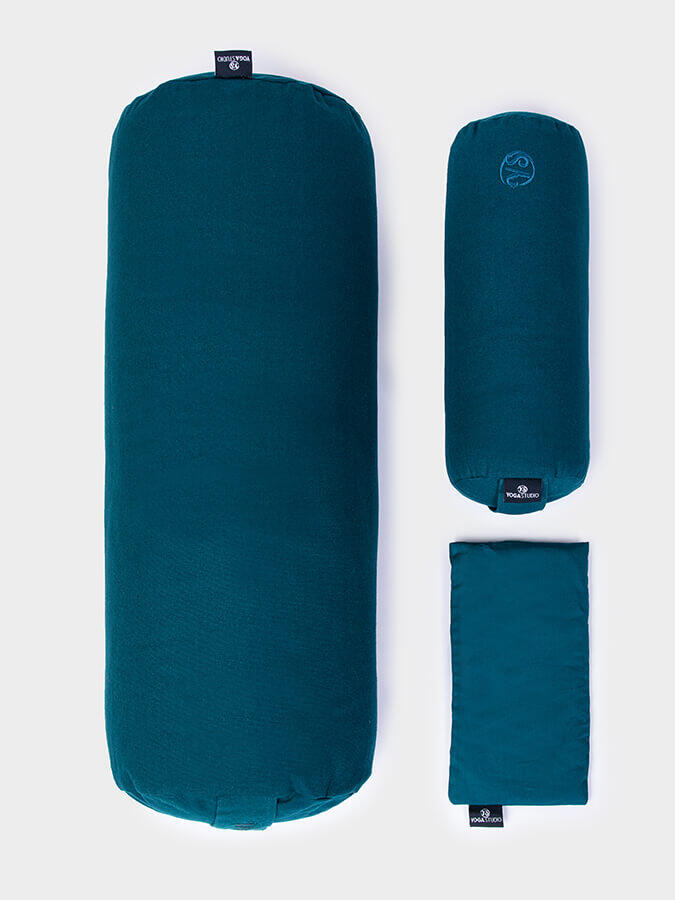 Yoga Studio Organic Meditation Bolster & Eye Pillow Set - Relax - Teal 3/5