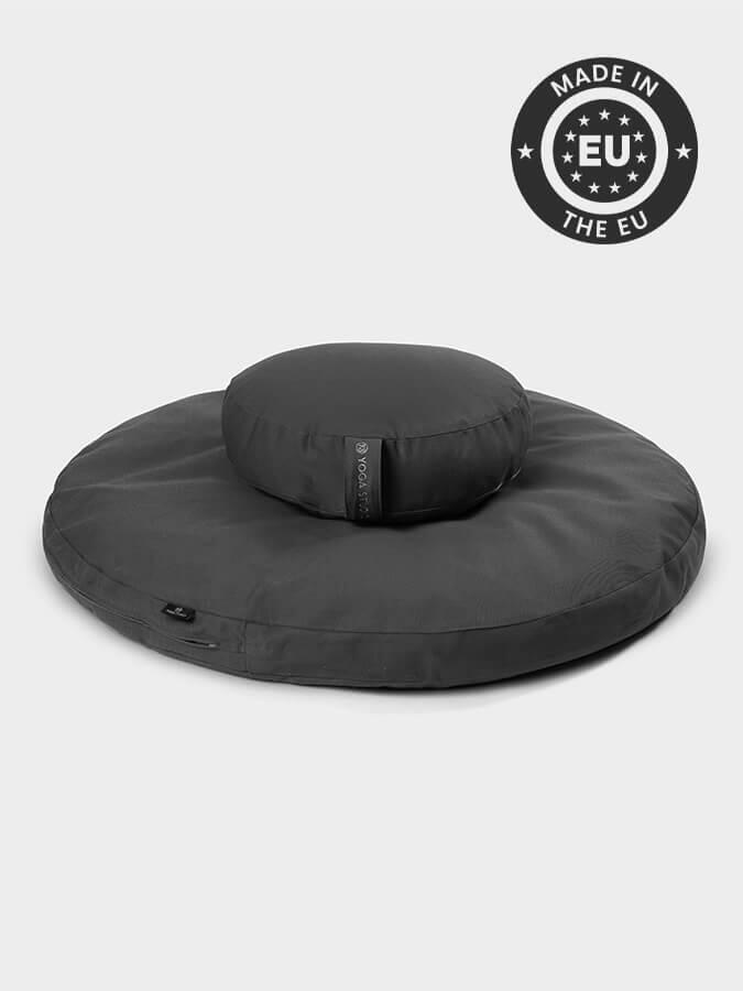 Yoga Studio Zafu A Mezzaluna 42x13x18 Cm – Cuscino Meditazione In Cotone Con Gusci Di Grano Saraceno, Borgogna, Maniglia E Rivestimento Rimovibile