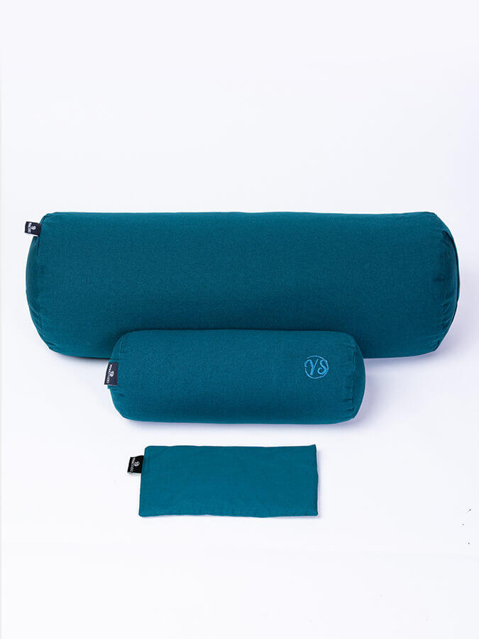 Yoga Studio Organic Meditation Bolster & Eye Pillow Set - Relax - Teal 2/5