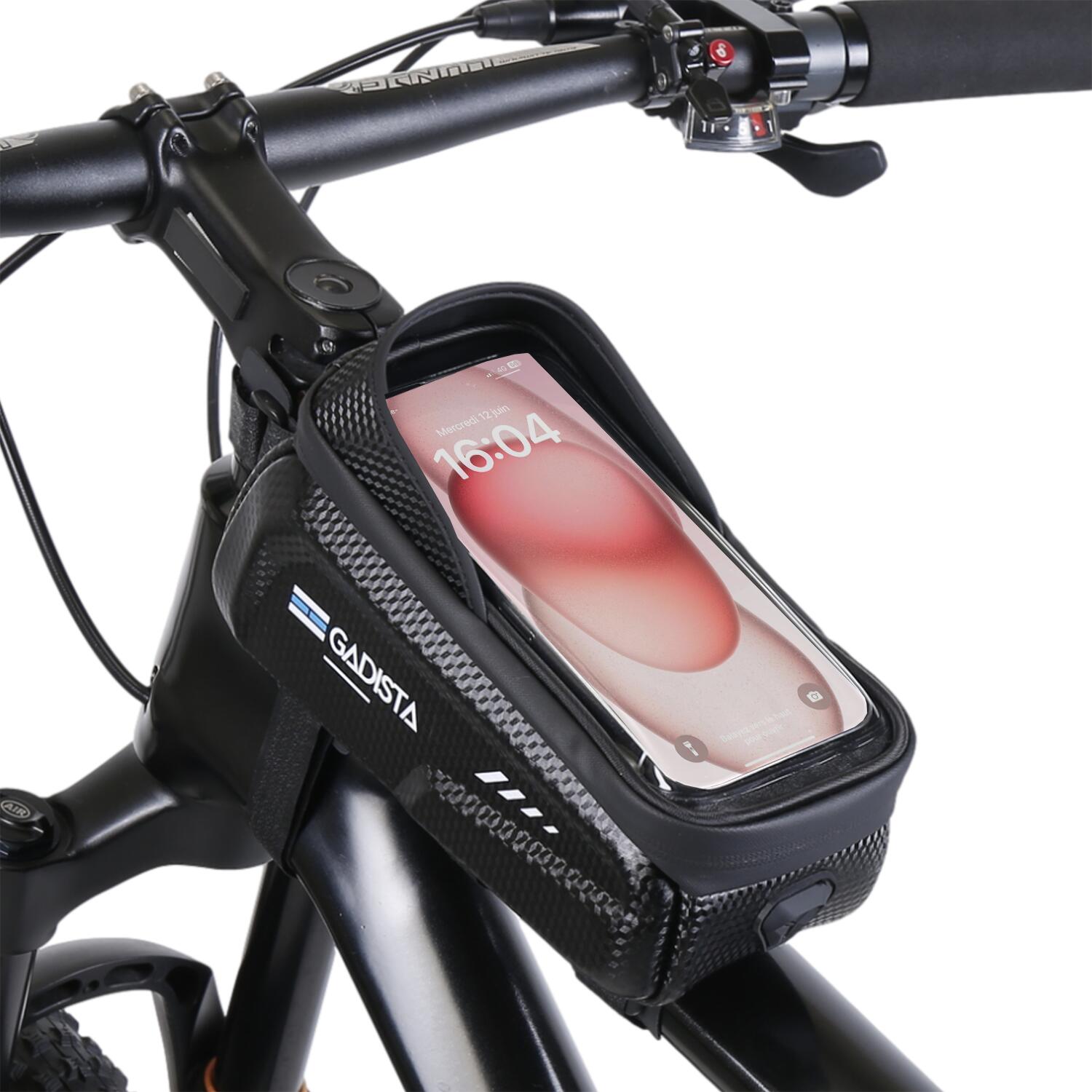 Sacoche Telephone Vélo Étanche, Espace De Rangement-support Téléphone Velo Noir