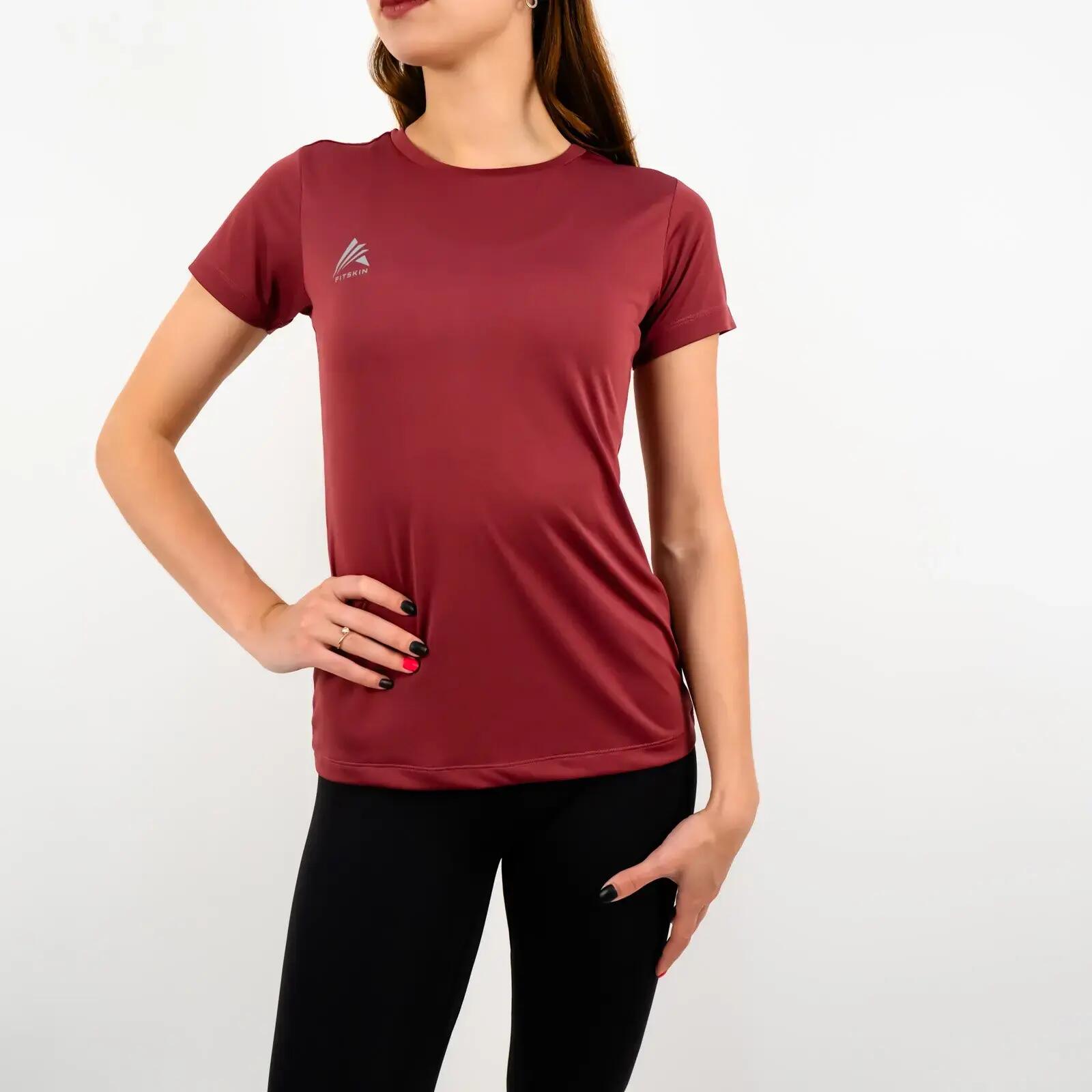 Tricou  tehnic Fitskin Basic Femei - Maroon 1/3