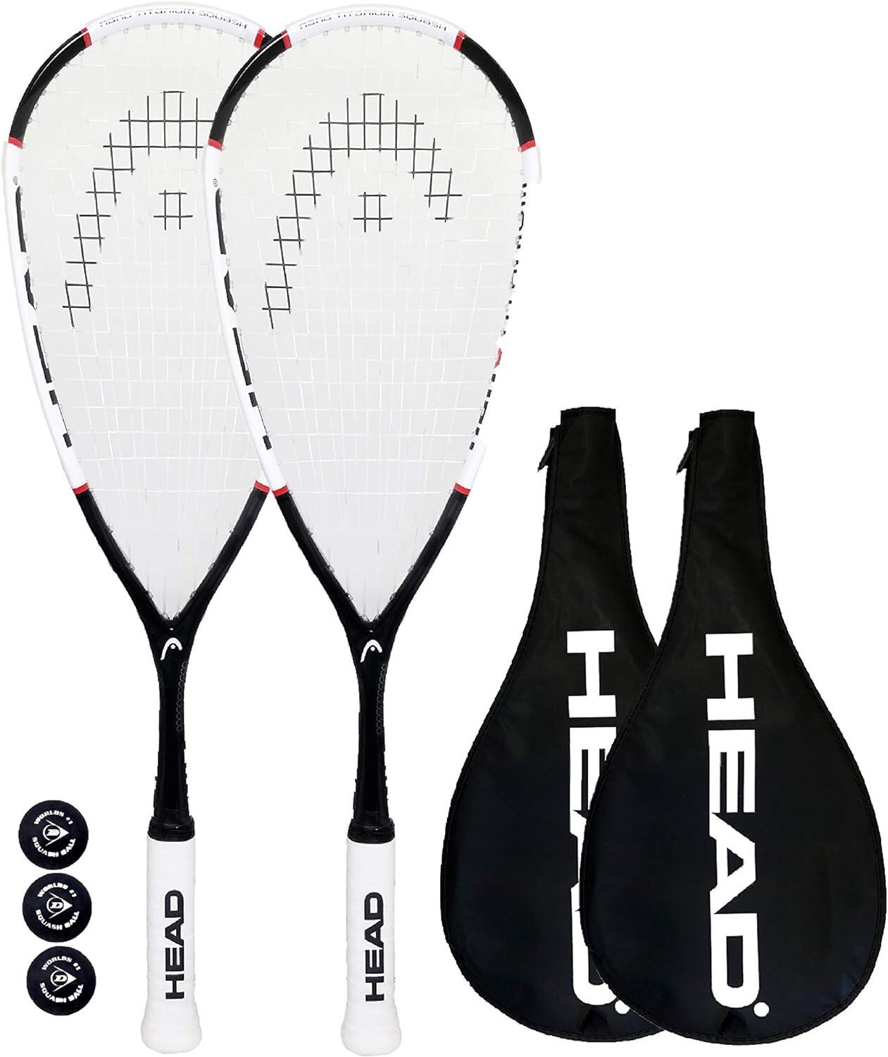 HEAD Head Nano Ti 115 Squash Racket Twin Set, Cover & Squash Balls