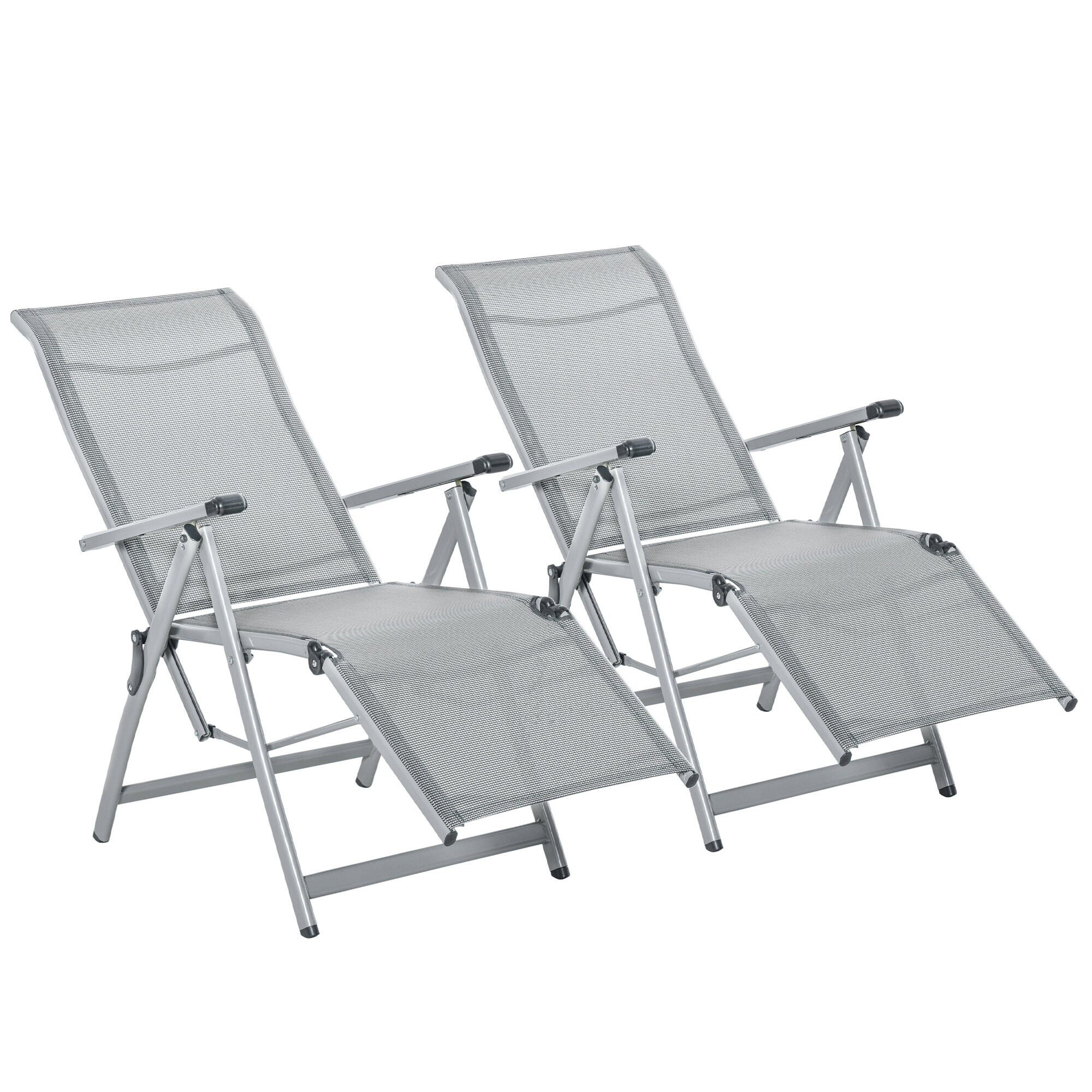 Conjunto de espreguiçadeiras 78x58x110 cm cinzento outsunny