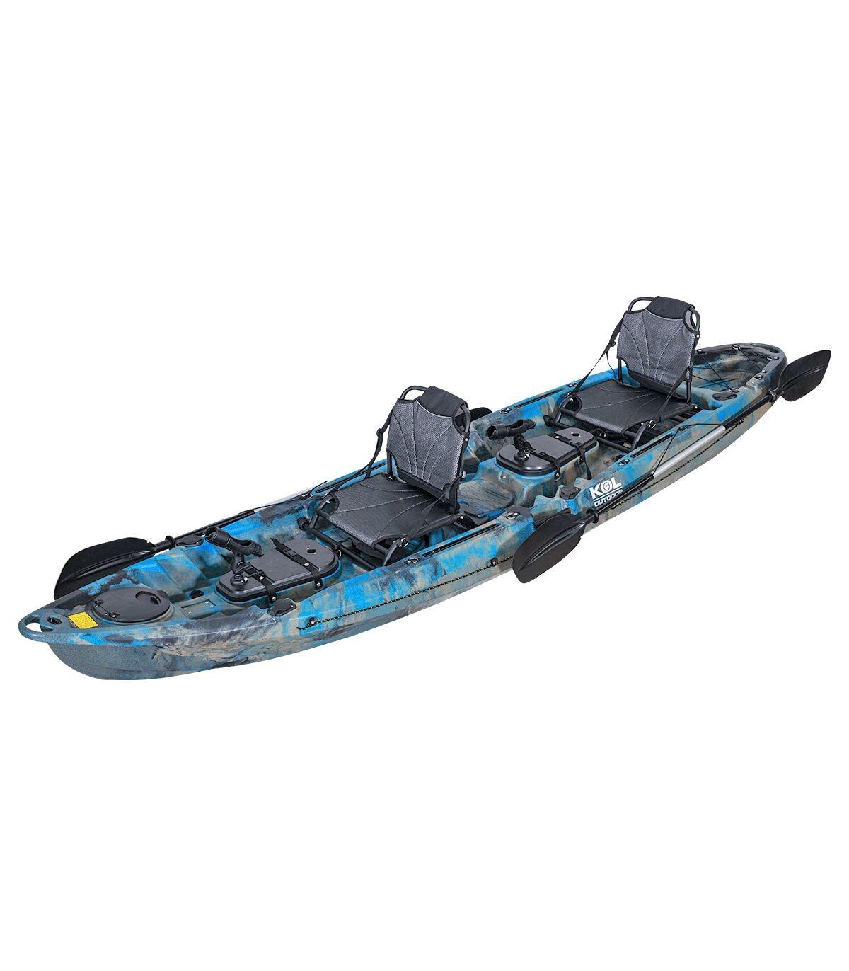 KOL OUTDOOR Kayak doble de pesca OCEANUS PRO sillas de aluminio Dark Blue Camo 375x86cm