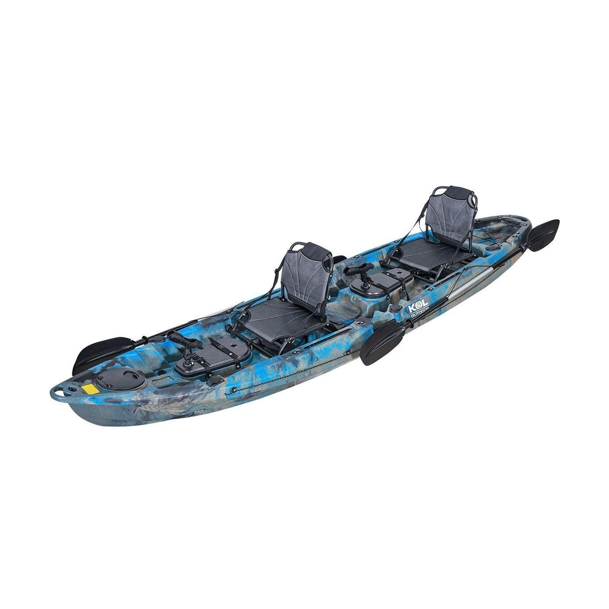 Caiaque de pesca duplo OCEANUS PRO cadeiras de alumínio Dark Blue Camo 375x86cm